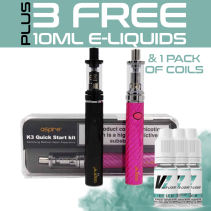 ASPIRE K3 KIT PLUS 1x pack of coils & 3 FREE V1-10ml e-liquid